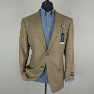 Chaps Blazer Mens 40R Brown Tan Check Silk Wool Sport Coat Jacket 2 Button NWT